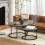 Homcom HOMCOM 2 Pcs Stacking Coffee Table Set Steel Frame, Marble Dark Grey 1