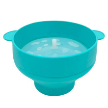 Popcorn Microwave Silicone Foldable Popcorn Maker, Light Blue, With Lid, Bucket/Bowl, Easy Install