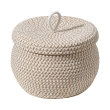 Small Wicker Basket With Lid Round Woven Seagrass Storage Basket For Toys, Lightweight Decorative Home Organizer Bin