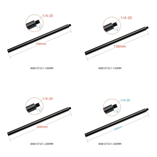 1/4 Connectors Mount Rod Lightweight Extension Poles for-100mm 1