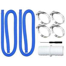 2 Pack 1/4-Inch Pool Hose, 39-Inch Ground Pool Hose, Filter Pumps, 4 Metal Clips, 1-Piece Connector, 607-637, Blue