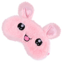 1Pc Pink Rabbit Pattern Plush Eye Mask Lightweight Sleep Eyeshade