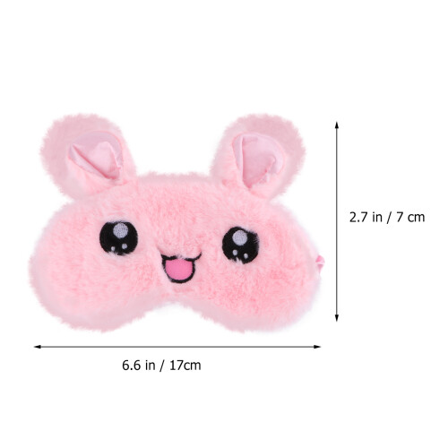 1Pc Pink Rabbit Pattern Plush Eye Mask Lightweight Sleep Eyeshade 1
