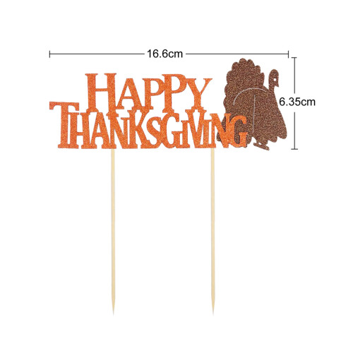5 Pièces Décorations De Gâteau Pour Thanksgiving Pailletée