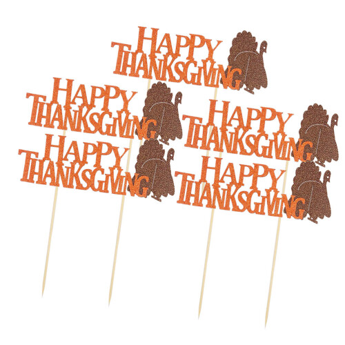 5 Pièces Décorations De Gâteau Pour Thanksgiving Pailletée 2