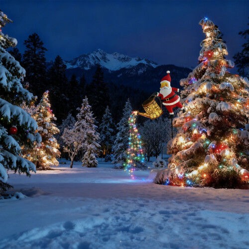 Santa Article Solar Kettle Light, Christmas Holiday-1 1