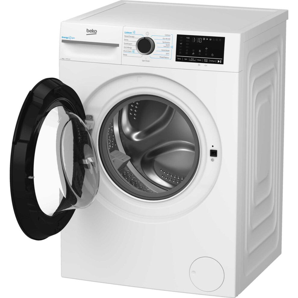 Beko EnergySpin BM3WT4841IW 8kg Washing Machine with 1400 rpm - White - A Rated-image-OPC-PF7YPCJ-NEW