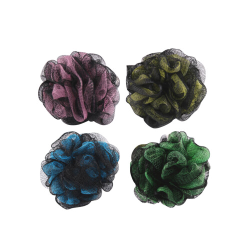 4Pcs Double Color Bath Balls Mesh Pouf Assorted Color Soft Shower Use