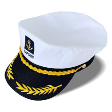 Captain Hat,Kids Sailor Hat,Navy Hugh Hefner Adjustable-White