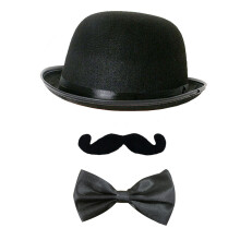 Vintage Magician Hat Women Men Show Cosplay Faux Moustache-Set