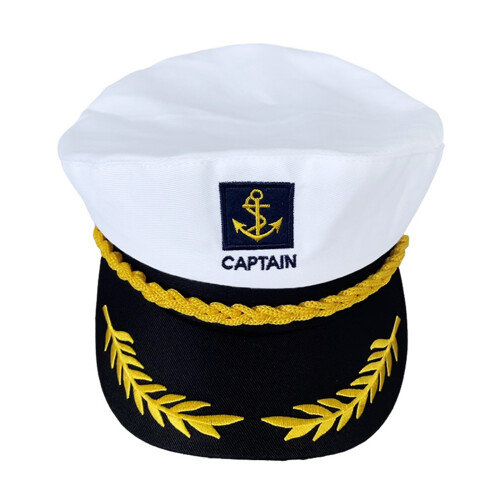 Captain Hat,Kids Sailor Hat,Navy Hugh Hefner Adjustable-White 1