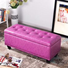Ottoman Large Capacity Storage Footstool Bed End Bench With Padded Seat And Faux Leather Hallway Storage Chest