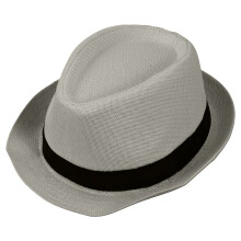 Men Classic Fedora Hat with Black Bands Short Brim-light grey