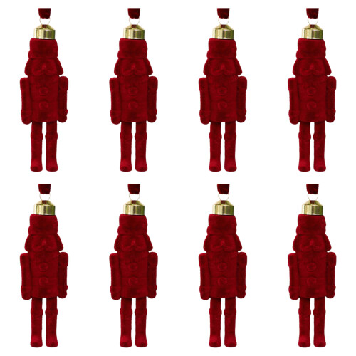 Nutcrackers Christmas Ornament Flocking Fabric and-Burgundy 8