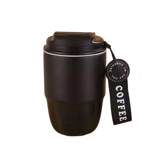 304 Food Grade Thermal Coffee Cup With Cute-Black solid color