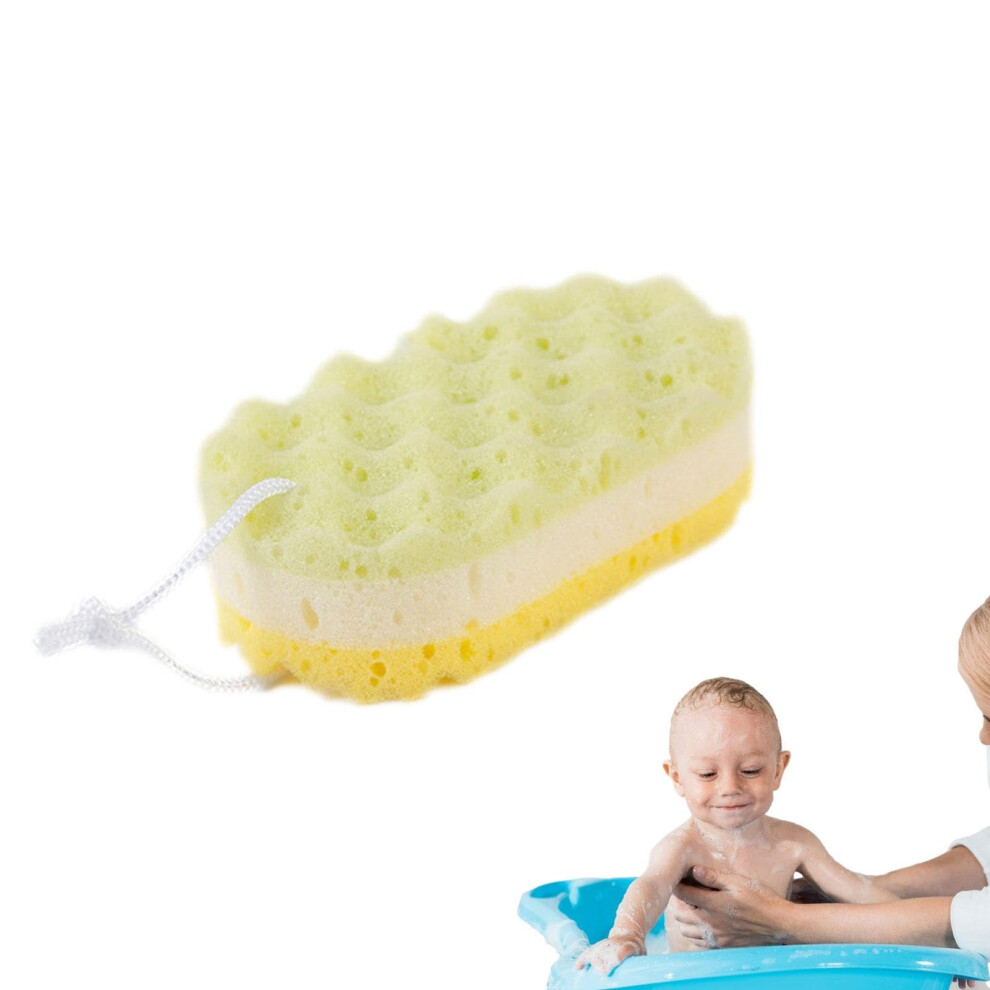 Toddler Foam Rub Ergonomic Gentle Body Sponge Three-Layer Foam Rub Soft Bath Towel Yellow For Family Friends Colleagues