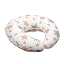Baby Nursing Pillow Cover 100% Cotton, Removable and Washable, White With Pink and Grey Stars, Fits Nursing Pillow