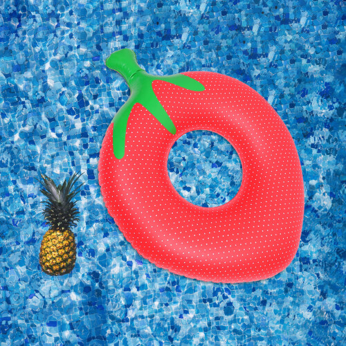 Plastic Inflatable Swim Ring Red Fruit Design Kids Pool Accessory 2
