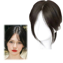 Hair Toppers For Women Adjustable Dark Brown Bangs Hairpiece - Human Hair Toppers Clip-In Fringe Cover For Hair Loss