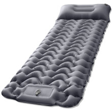 Ultralight Inflatable Camping Mat Built-In Foot Pump Pillow Waterproof Air Mattress Camping Backpacking Gray