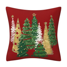 Polyester Pillow Cover With Christmas Tree Designs Sturdy-1