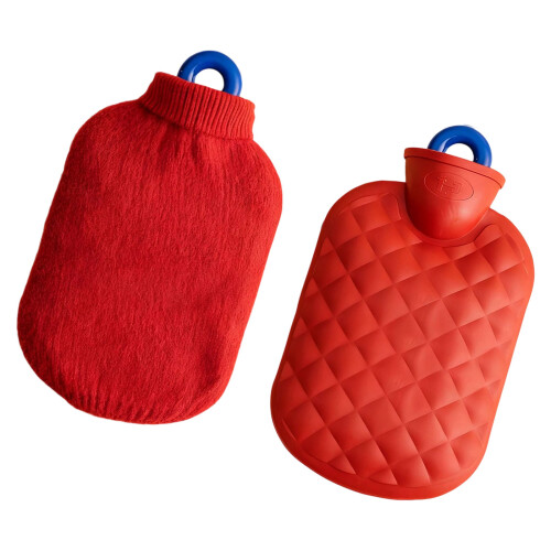 Soft Fleece Covered Hand Warming Hot Water-Red Large size 800ml
