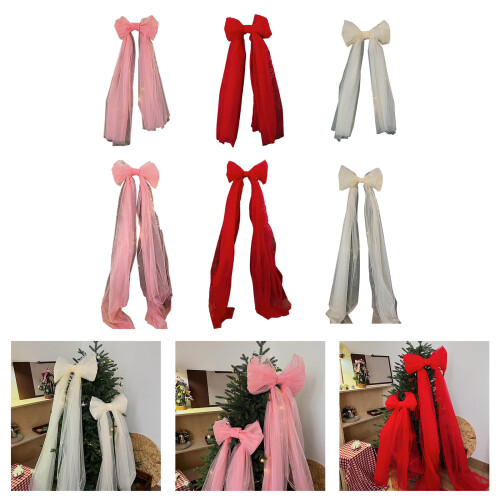 Meshes Christmas Bowknot Decoration For Tree Party-Red S 2