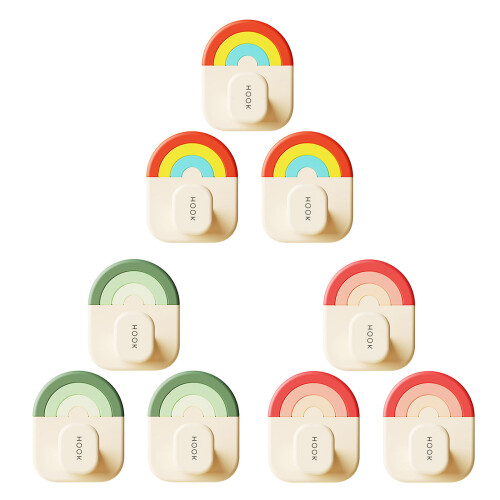 3Pcs Strong Adhesive Hooks Rainbow Colored Hooks-rainbow colors 2