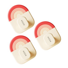 3 Piece Rainbow Wall Hooks Heavy Duty Adhesive Hangers for-Red