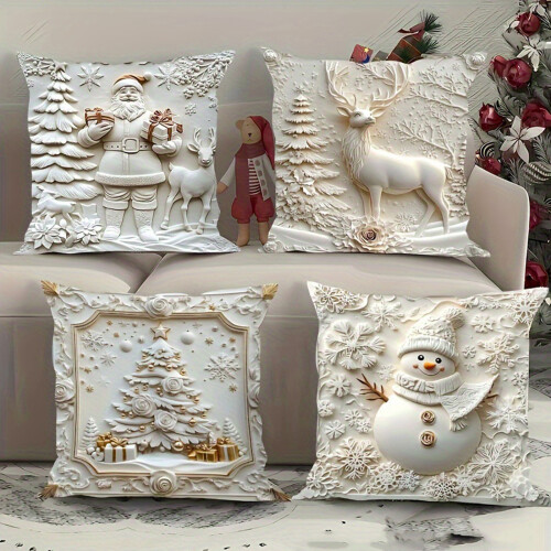 Santa Face Embroidered Cushion Cover Quick Changes Seasonal-D 2