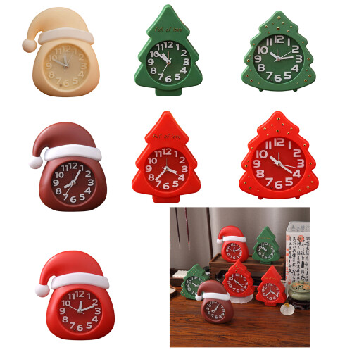 Holiday Themed Cartoon Clock Portable-red christmas tree 2
