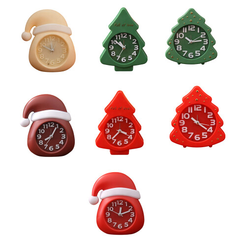 Holiday Themed Cartoon Clock Portable-red christmas tree 1