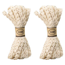 2St Floral Striped Webbing Geschenkverpackungsband Naturfarben