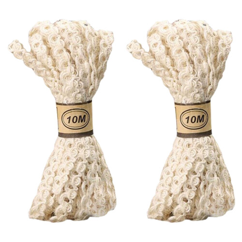 2St Floral Striped Webbing Geschenkverpackungsband Naturfarben