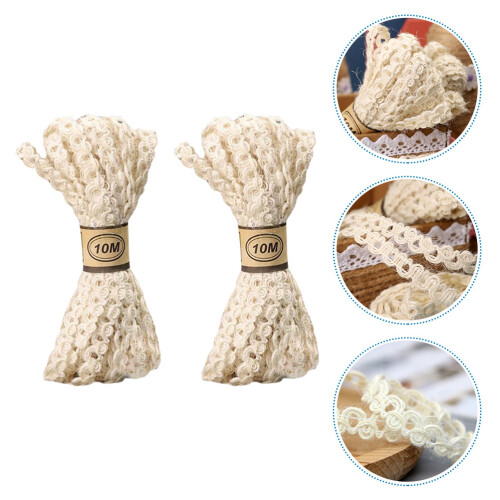 2St Floral Striped Webbing Geschenkverpackungsband Naturfarben 2