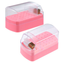 2Pcs Plastic 2 In 1 Nail Bit Holder And Drill Cleaner With 30 Holes