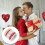 Polyester Geschenklint Met Hartpatroon Voor Feestdecoratie 2