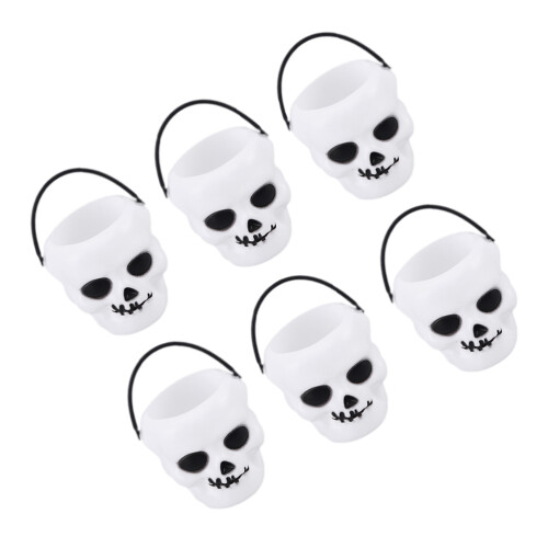 8Pcs Plastic Buckets White Halloween Witch Candy Holders