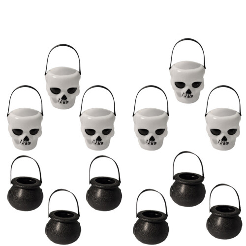 8Pcs Plastic Buckets White Halloween Witch Candy Holders 1