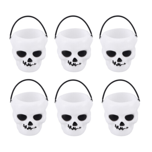 8Pcs Plastic Buckets White Halloween Witch Candy Holders 2
