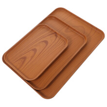 3Stk Imitation Holzoptik Servierplatte Speisetablett Servierdishes