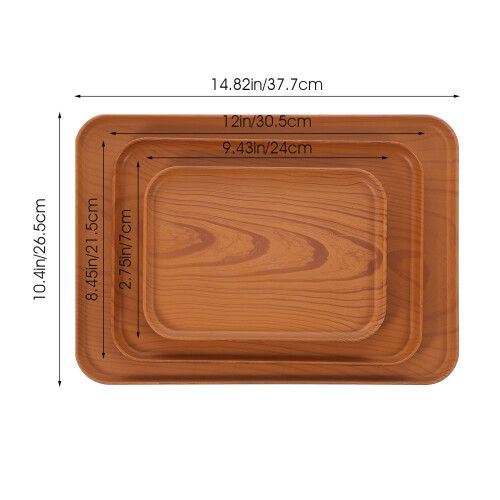 3Stk Imitation Holzoptik Servierplatte Speisetablett Servierdishes 1
