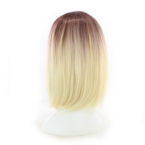 Womens Bob Perücke Golden Synthetikhaar Gerade 2