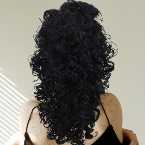 Black Lockige Afroperücke Für Synthetikhaar Groß 2