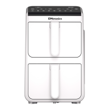 (White) EMtronics 10L Stack Dual Air Fryer Double Basket Large Family Size