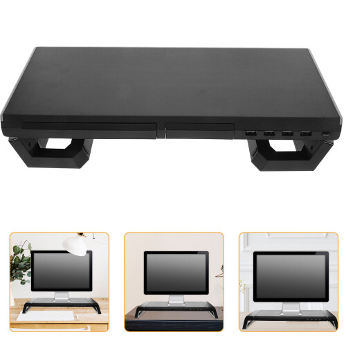 Schwarzer Computer Stand Mit Rgb-Beleuchtung USB Für Arbeitsplatz 2