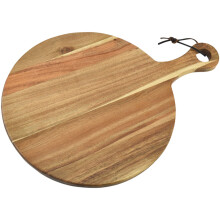 Tablero De Madera Redondo Para Pizza Y Charcutería Con Mango