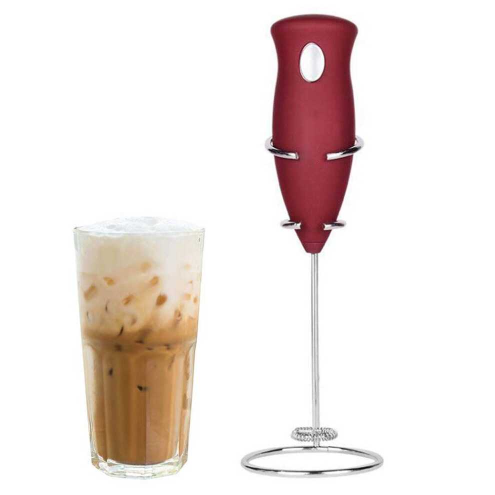 Electric Milk Frother Handheld, Perfect for the Best Latte, Whip Foamer, Includes Stainless Steel Stand(Red, Not Include 2 AA Batteries)-image-OPC-PM7WCZB-NEW