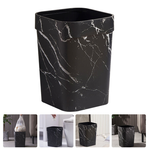 Waste Paper Basket Bathroom Plastic Black 1pack 2