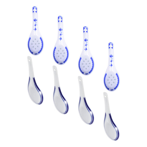 8Pcs Ceramic Chinese Style Small Soup Spoons For Restaurant Tableware 2